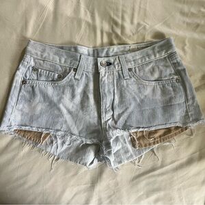 rag & bone Light Blue Striped Distressed Jean Shorts Size 26